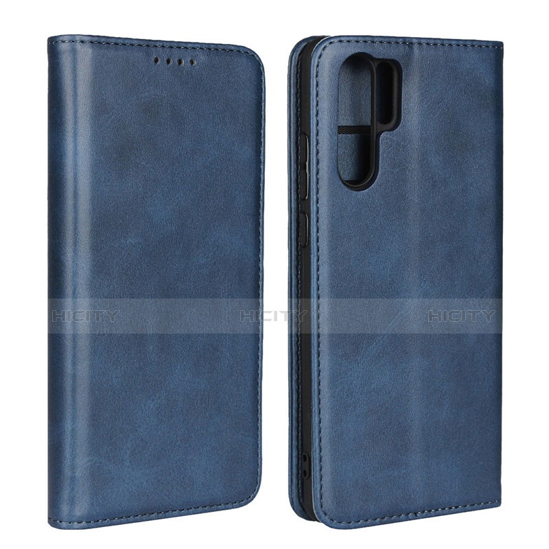 Etui Clapet Portefeuille Livre Cuir L02 pour Huawei P30 Pro New Edition Bleu Plus