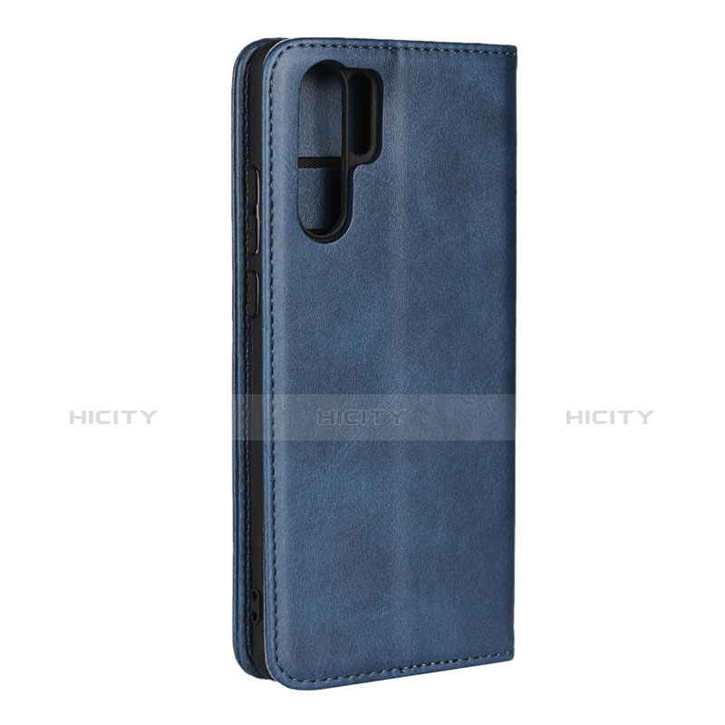 Etui Clapet Portefeuille Livre Cuir L02 pour Huawei P30 Pro New Edition Bleu Plus