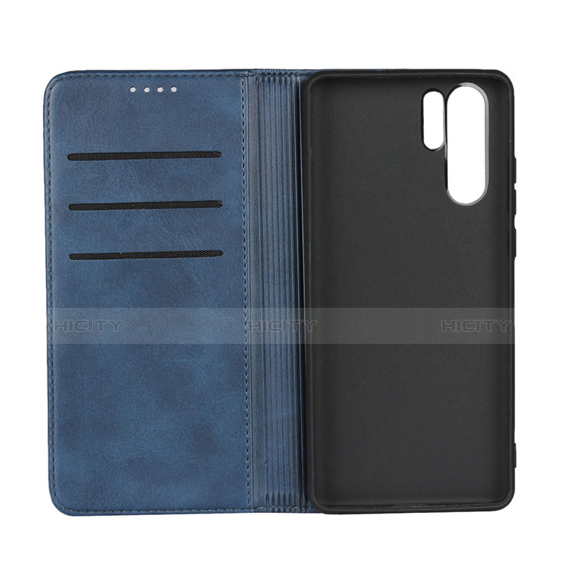 Etui Clapet Portefeuille Livre Cuir L02 pour Huawei P30 Pro New Edition Bleu Plus