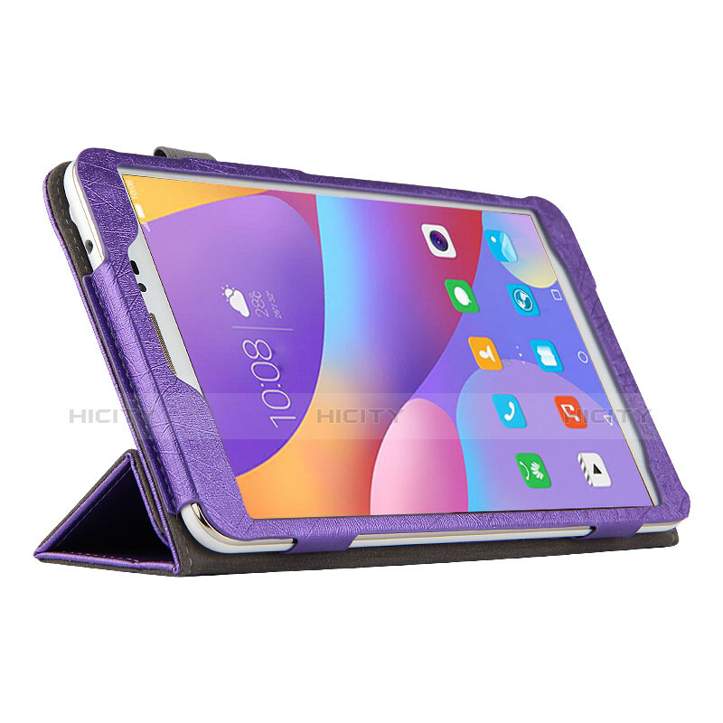 Etui Clapet Portefeuille Livre Cuir L04 pour Huawei Honor Pad 2 Violet Plus