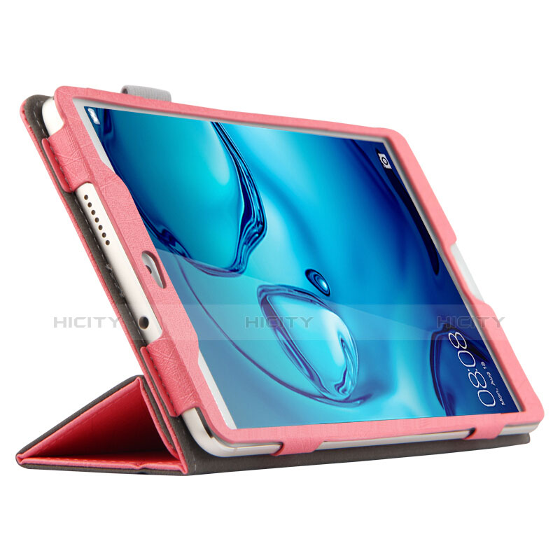 Etui Clapet Portefeuille Livre Cuir L04 pour Huawei Mediapad M3 8.4 BTV-DL09 BTV-W09 Rose Plus