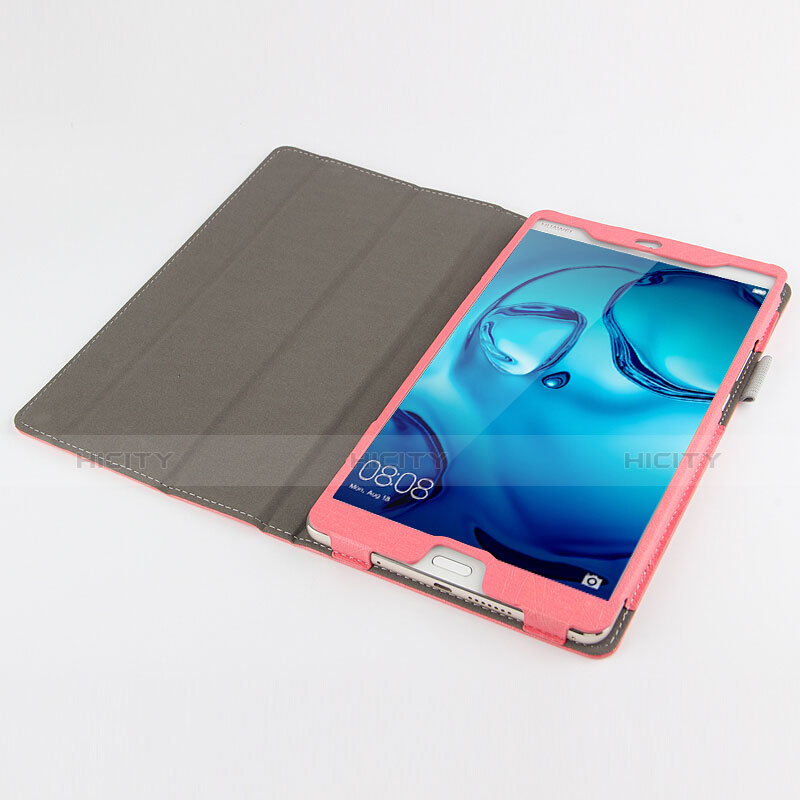 Etui Clapet Portefeuille Livre Cuir L04 pour Huawei Mediapad M3 8.4 BTV-DL09 BTV-W09 Rose Plus