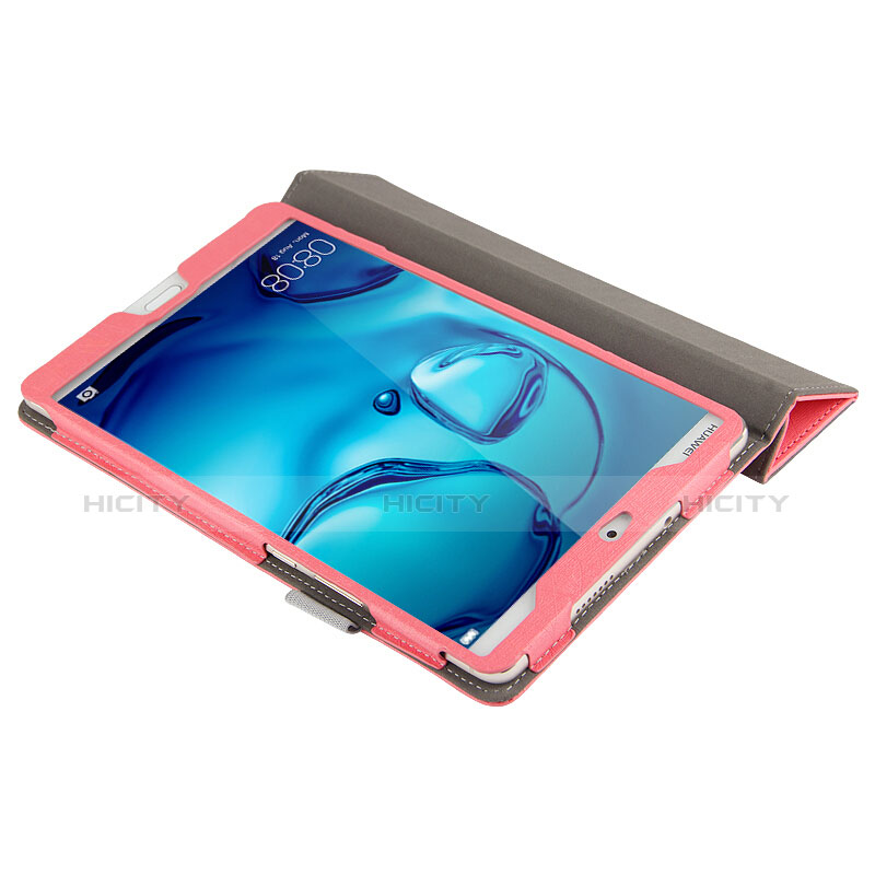 Etui Clapet Portefeuille Livre Cuir L04 pour Huawei Mediapad M3 8.4 BTV-DL09 BTV-W09 Rose Plus