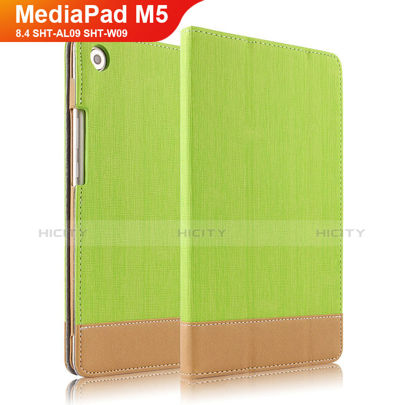 Etui Clapet Portefeuille Livre Cuir L04 pour Huawei MediaPad M5 8.4 SHT-AL09 SHT-W09 Vert Plus