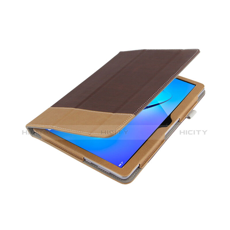 Etui Clapet Portefeuille Livre Cuir L06 pour Huawei MediaPad T3 10 AGS-L09 AGS-W09 Marron Plus