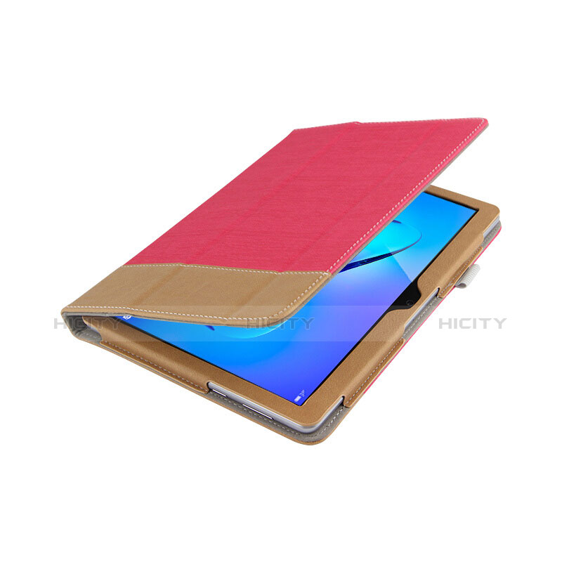 Etui Clapet Portefeuille Livre Cuir L06 pour Huawei MediaPad T3 10 AGS-L09 AGS-W09 Rouge Plus