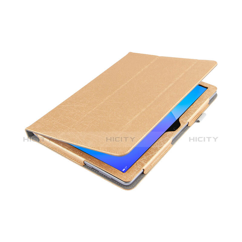 Etui Clapet Portefeuille Livre Cuir L07 pour Huawei MediaPad T3 10 AGS-L09 AGS-W09 Or Plus