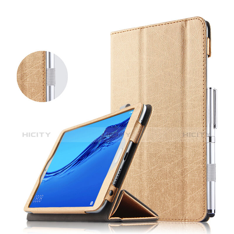 Etui Clapet Portefeuille Livre Cuir pour Huawei Honor WaterPlay 10.1 HDN-W09 Or Plus