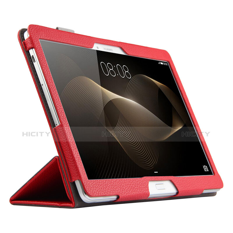 Etui Clapet Portefeuille Livre Cuir pour Huawei MediaPad M2 10.0 M2-A01 M2-A01W M2-A01L Rouge Plus