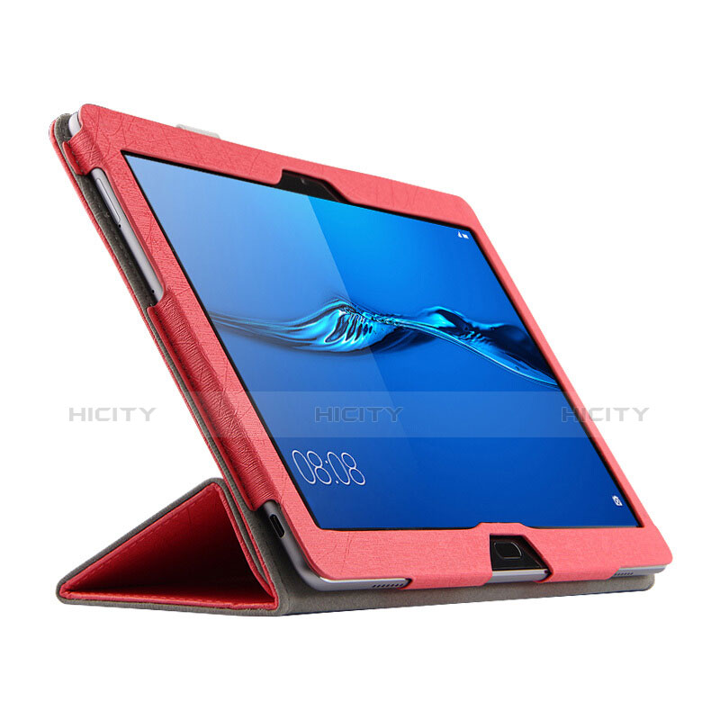 Etui Clapet Portefeuille Livre Cuir pour Huawei MediaPad M3 Lite 10.1 BAH-W09 Rouge Plus