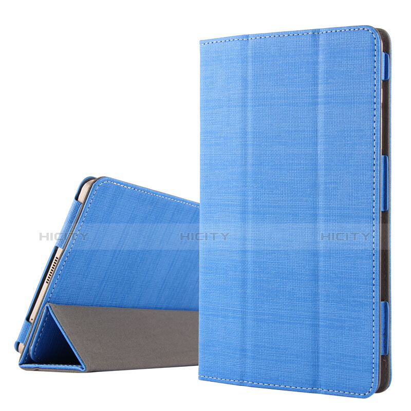 Etui Clapet Portefeuille Livre Tissu pour Huawei Mediapad M2 8 M2-801w M2-803L M2-802L Bleu Plus