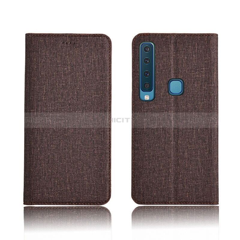 Etui Clapet Portefeuille Livre Tissu pour Samsung Galaxy A9 (2018) A920 Marron Plus