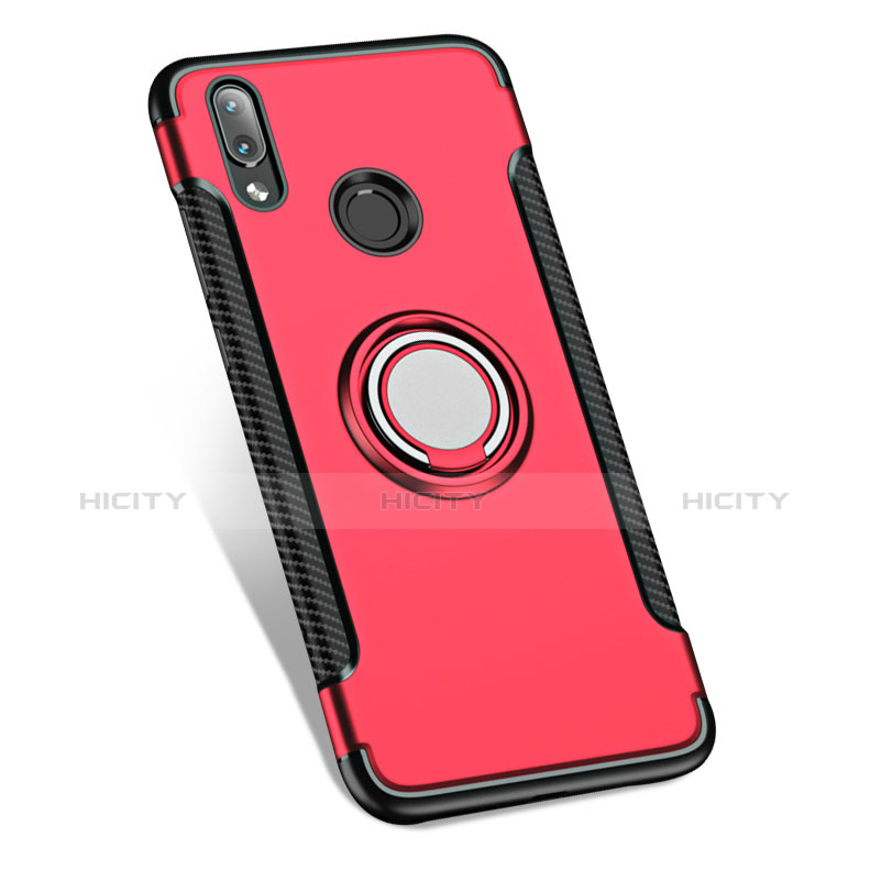 Etui Contour Silicone et Plastique Mat avec Support Bague Anneau pour Huawei Nova 3e Rouge Plus