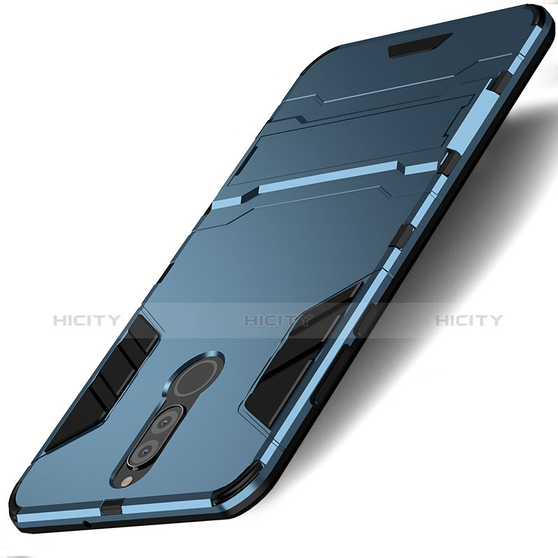 Etui Contour Silicone et Plastique Mat avec Support pour Huawei Nova 2i Bleu Plus