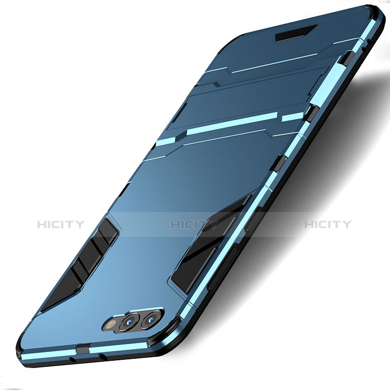 Etui Contour Silicone et Plastique Mat avec Support pour Huawei Nova 2S Bleu Plus