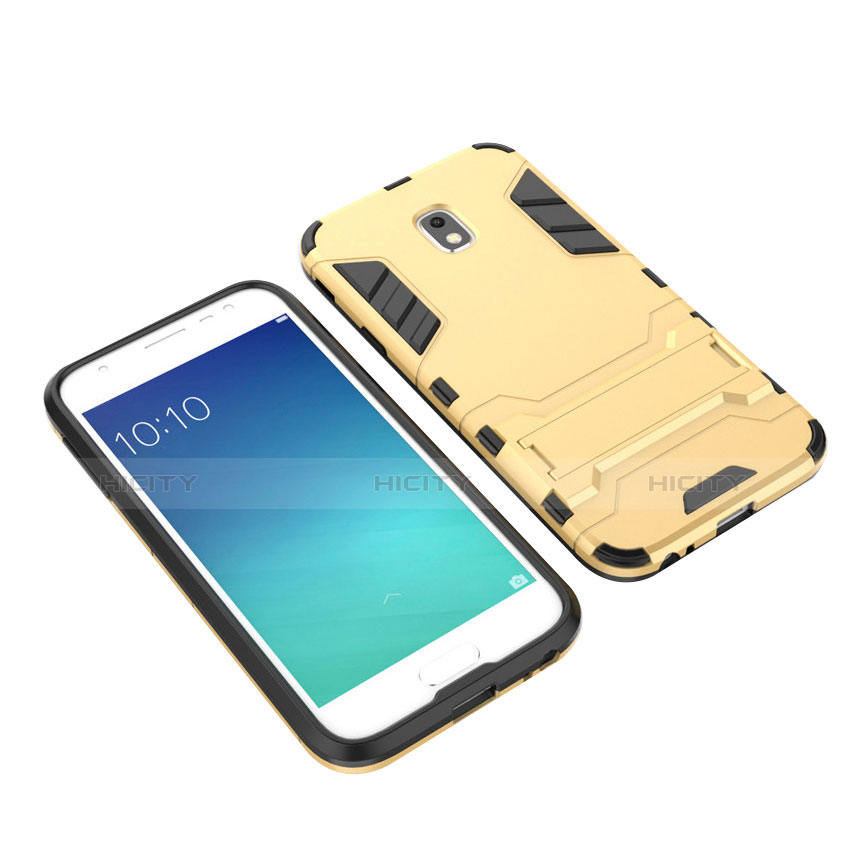 Etui Contour Silicone et Plastique Mat avec Support pour Samsung Galaxy Amp Prime 3 Or Plus