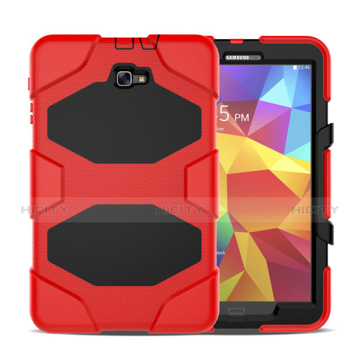 Etui Contour Silicone et Plastique Mat avec Support pour Samsung Galaxy Tab A6 10.1 SM-T580 SM-T585 Rouge Plus