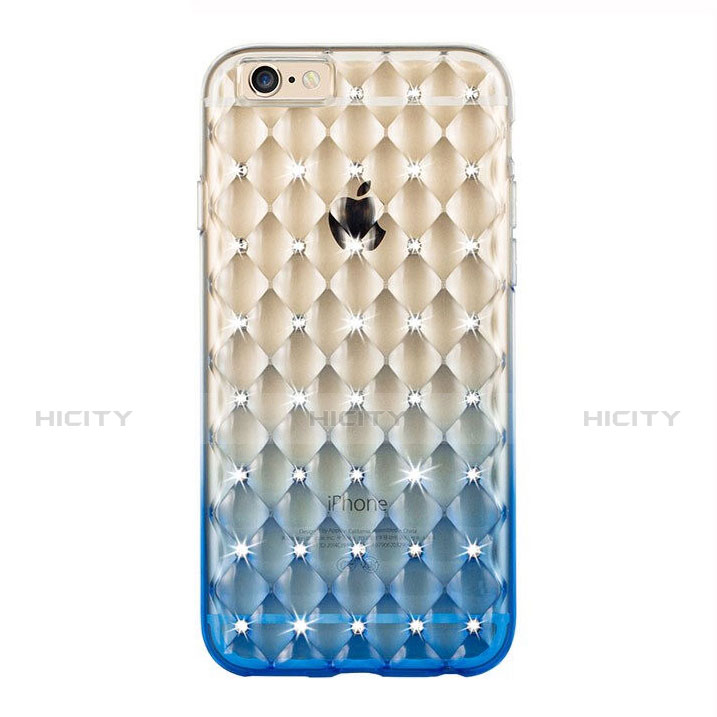 Etui Luxe Strass Bling Diamant Transparente Degrade pour Apple iPhone 6 Plus Bleu Plus