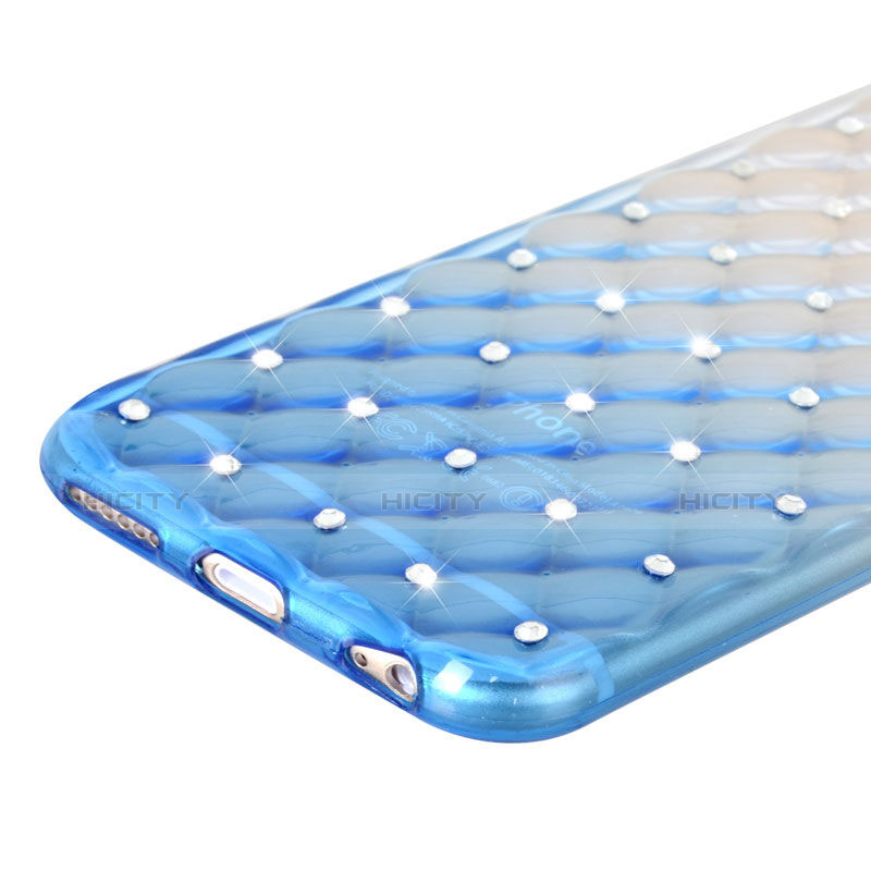 Etui Luxe Strass Bling Diamant Transparente Degrade pour Apple iPhone 6S Bleu Plus