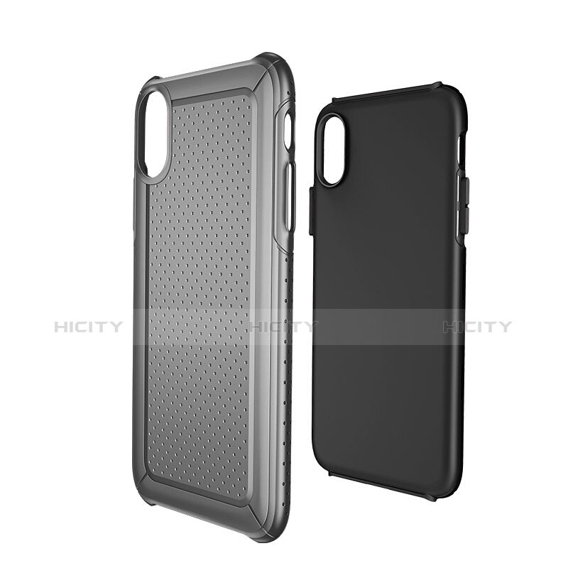 Etui Plastique et Silicone Mailles Filet pour Apple iPhone X Noir Plus