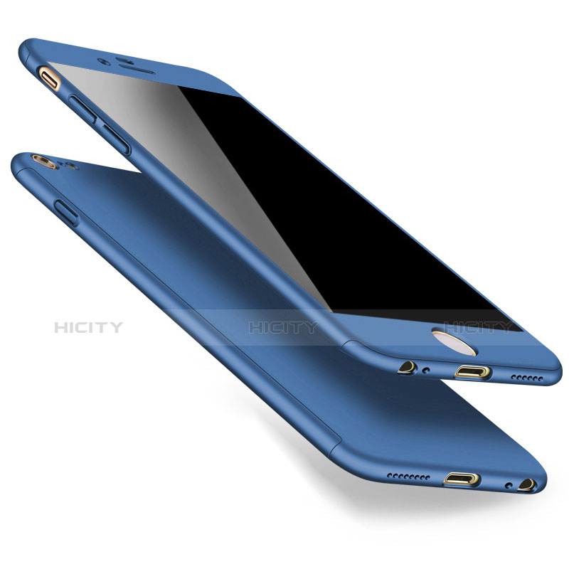 Etui Plastique Mat Protection Integrale 360 Degres Avant et Arriere pour Apple iPhone 6 Bleu Plus