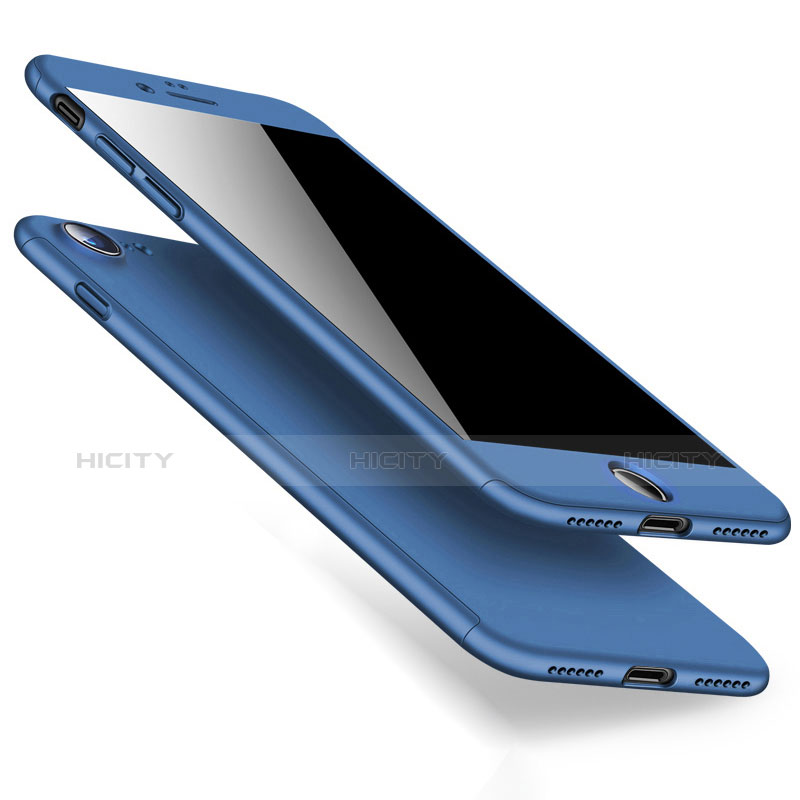 Etui Plastique Mat Protection Integrale 360 Degres Avant et Arriere pour Apple iPhone 7 Bleu Plus