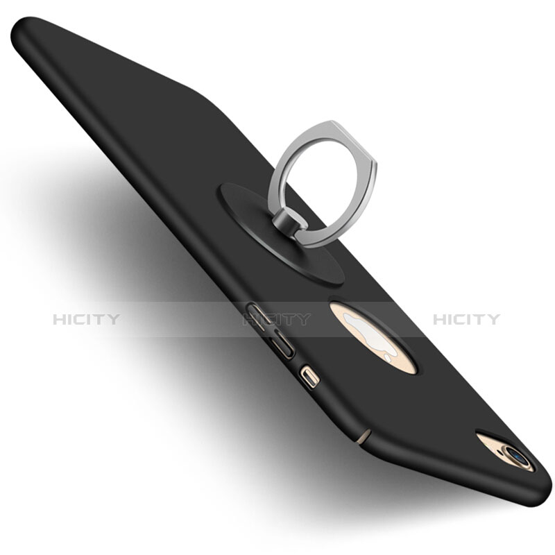 Etui Plastique Rigide avec Trou et Support Bague Anneau Mat et Support Bague Anneau pour Apple iPhone 6 Noir Plus