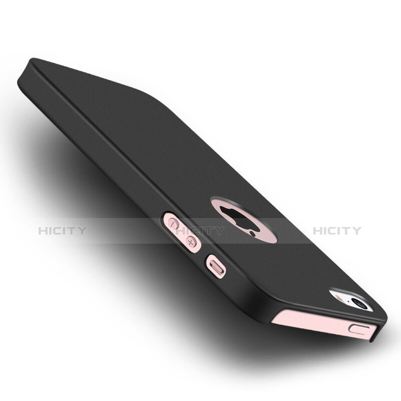 Etui Plastique Rigide avec Trou Mat pour Apple iPhone 5 Noir Plus