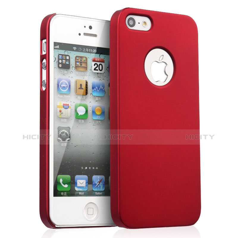 Etui Plastique Rigide avec Trou Mat pour Apple iPhone SE Rouge Plus