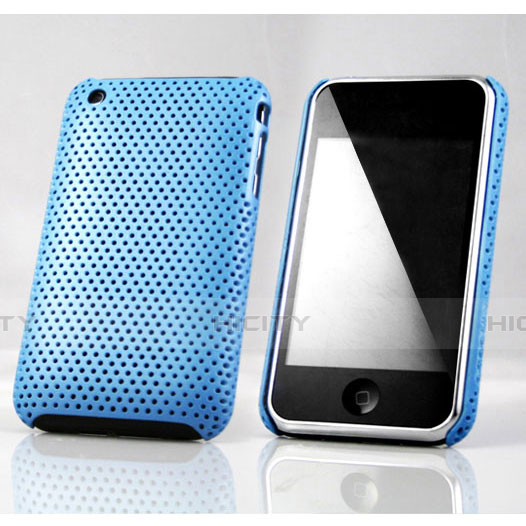 Etui Plastique Rigide Mailles Filet pour Apple iPhone 3G 3GS Bleu Ciel Plus