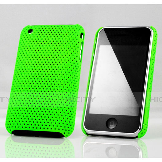 Etui Plastique Rigide Mailles Filet pour Apple iPhone 3G 3GS Vert Plus