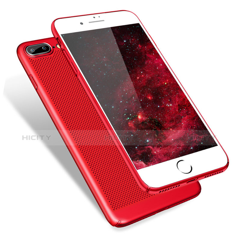 Etui Plastique Rigide Mailles Filet pour Apple iPhone 7 Plus Rouge Plus