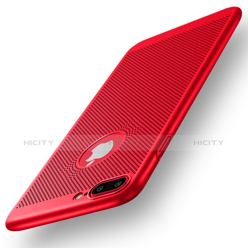 Etui Plastique Rigide Mailles Filet pour Apple iPhone 7 Plus Rouge Plus