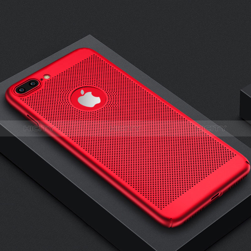 Etui Plastique Rigide Mailles Filet pour Apple iPhone 8 Plus Rouge Plus