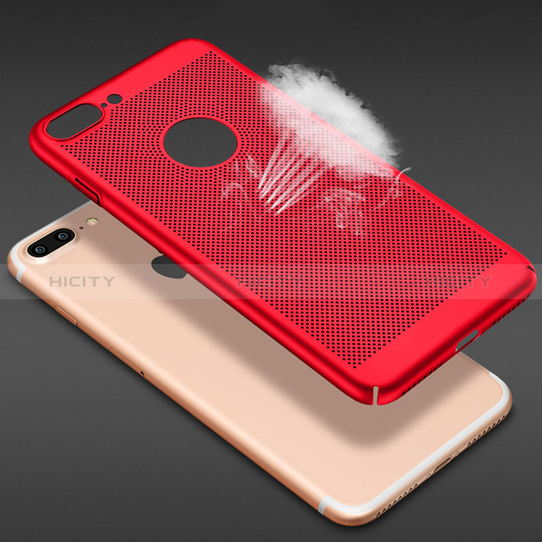 Etui Plastique Rigide Mailles Filet pour Apple iPhone 8 Plus Rouge Plus