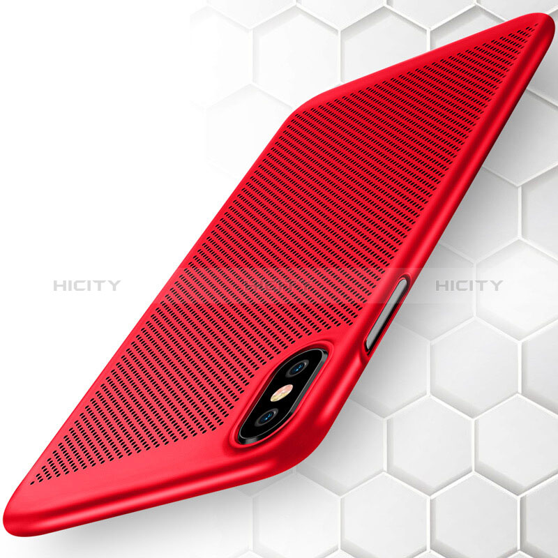 Etui Plastique Rigide Mailles Filet pour Apple iPhone Xs Max Rouge Plus