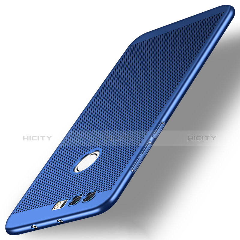 Etui Plastique Rigide Mailles Filet pour Huawei Honor 8 Bleu Plus