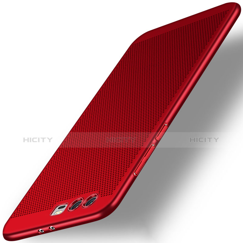 Etui Plastique Rigide Mailles Filet pour Huawei Honor 9 Premium Rouge Plus