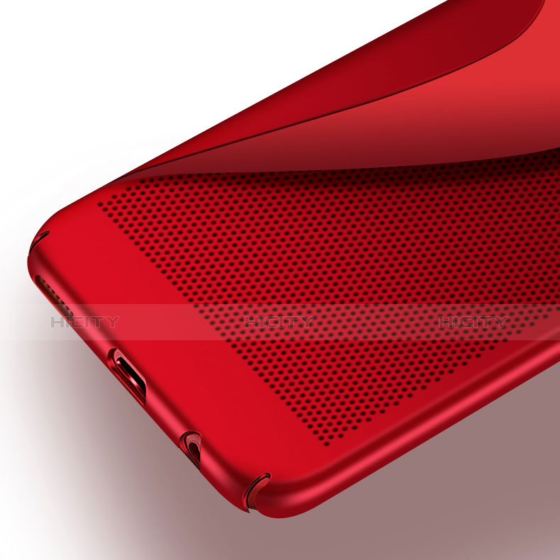 Etui Plastique Rigide Mailles Filet pour Huawei Honor 9 Premium Rouge Plus