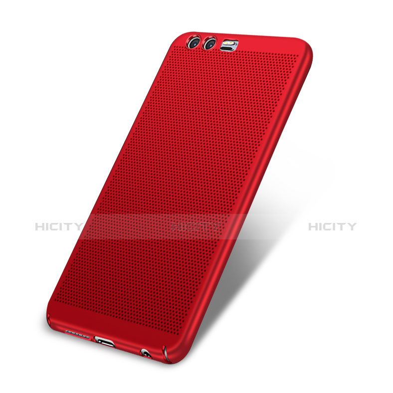 Etui Plastique Rigide Mailles Filet pour Huawei Honor 9 Premium Rouge Plus