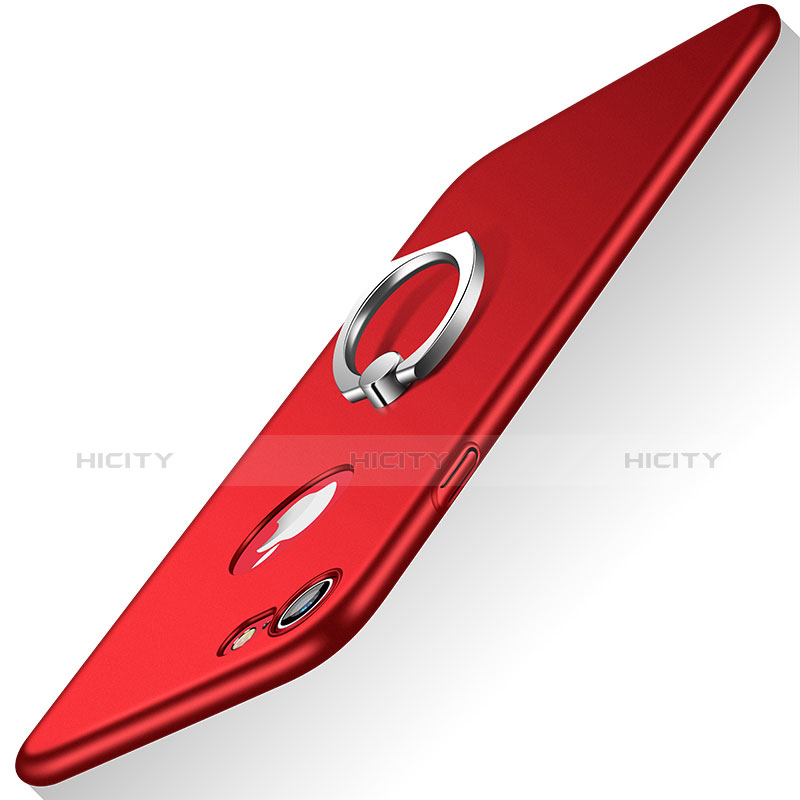 Etui Plastique Rigide Mat avec Support Bague Anneau A02 pour Apple iPhone 7 Rouge Plus