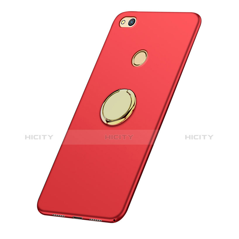 Etui Plastique Rigide Mat avec Support Bague Anneau A02 pour Huawei Honor 8 Lite Rouge Plus