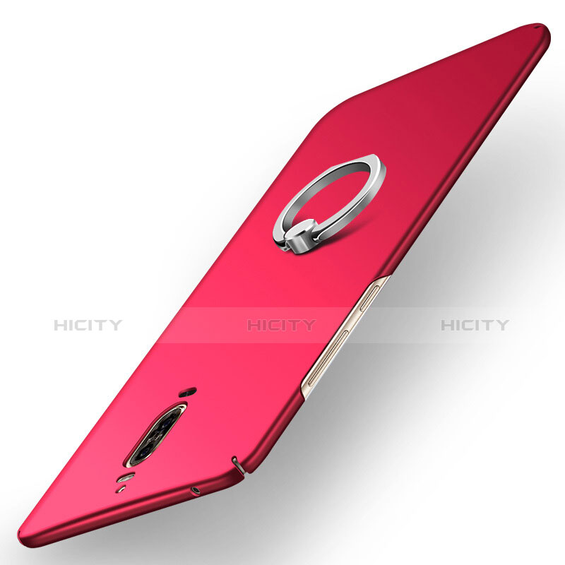 Etui Plastique Rigide Mat avec Support Bague Anneau A02 pour Huawei Mate 9 Pro Rouge Plus