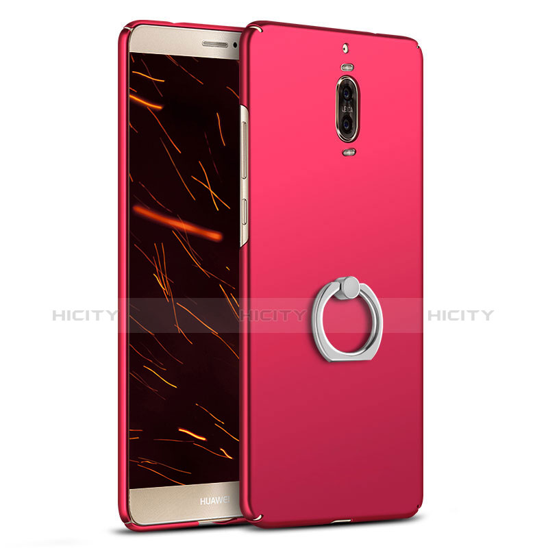 Etui Plastique Rigide Mat avec Support Bague Anneau A02 pour Huawei Mate 9 Pro Rouge Plus