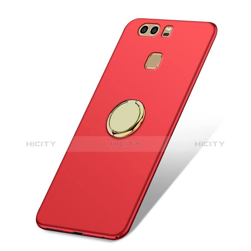 Etui Plastique Rigide Mat avec Support Bague Anneau A02 pour Huawei P9 Rouge Plus