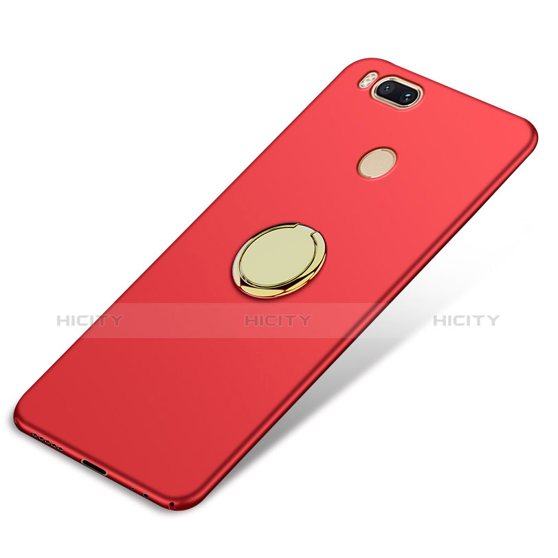 Etui Plastique Rigide Mat avec Support Bague Anneau A02 pour Xiaomi Mi 5X Rouge Plus
