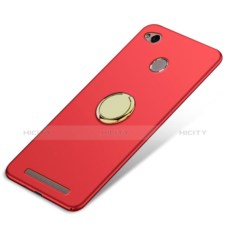 Etui Plastique Rigide Mat avec Support Bague Anneau A02 pour Xiaomi Redmi 3S Prime Rouge Plus