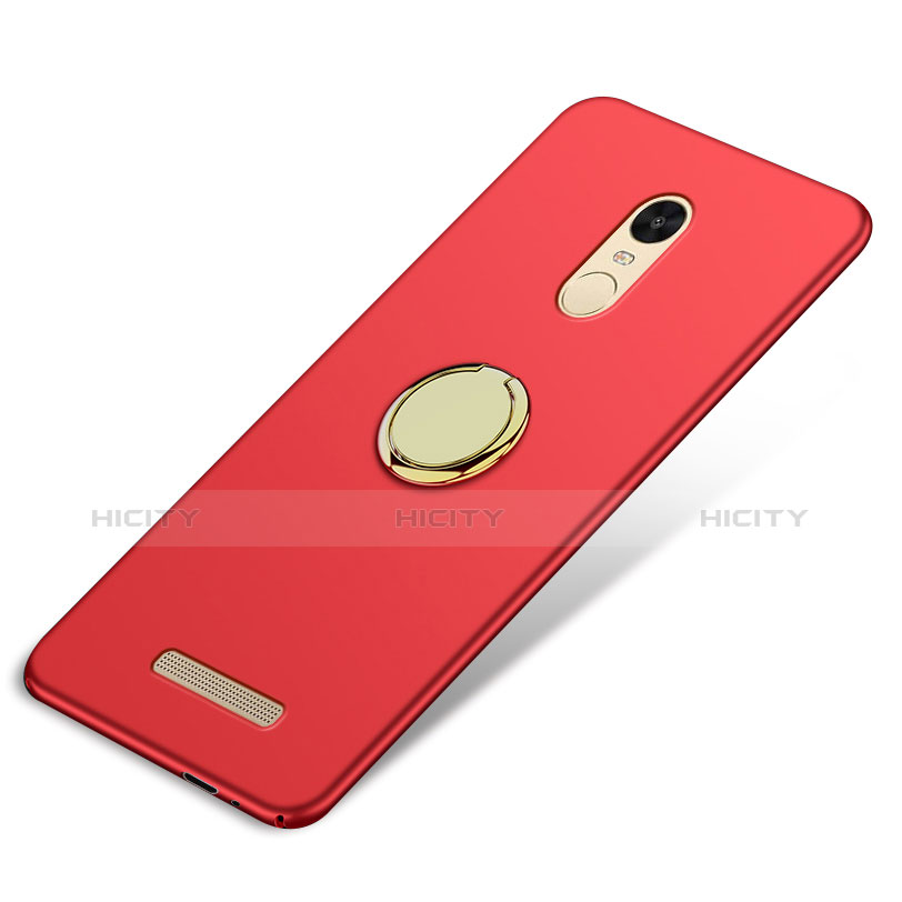 Etui Plastique Rigide Mat avec Support Bague Anneau A02 pour Xiaomi Redmi Note 3 Pro Rouge Plus