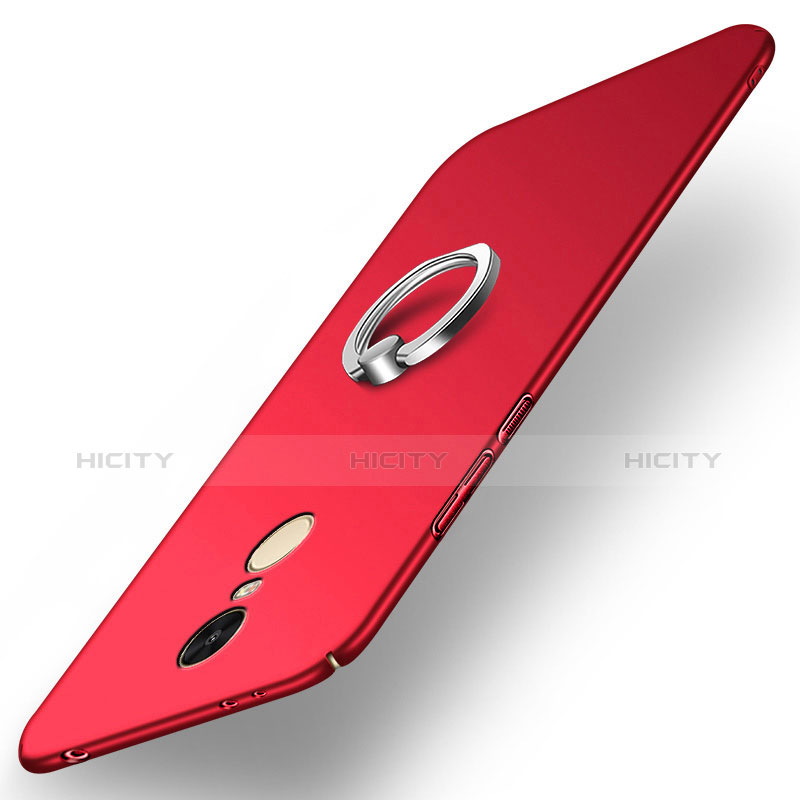 Etui Plastique Rigide Mat avec Support Bague Anneau A02 pour Xiaomi Redmi Note 4X Rouge Plus