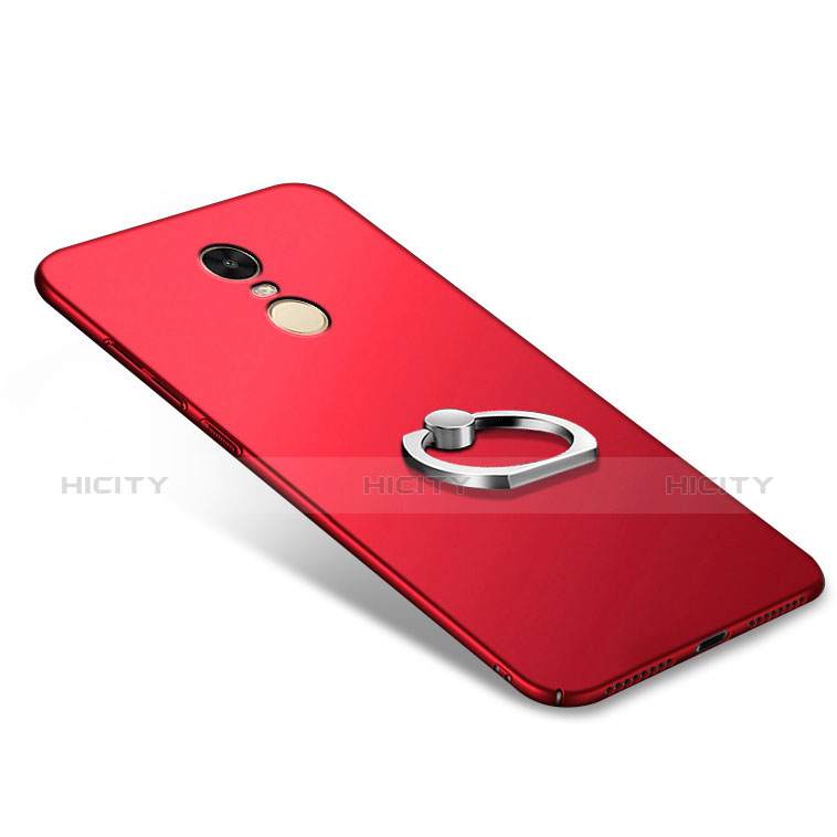 Etui Plastique Rigide Mat avec Support Bague Anneau A02 pour Xiaomi Redmi Note 4X Rouge Plus